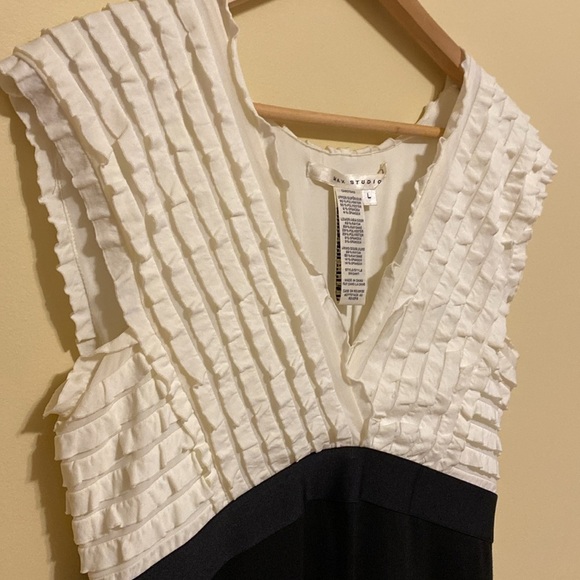 Max StudioY2K Mini Dress Black White Ruffles Bodycon Cocktail 90s Summer Wedding - Picture 2 of 8